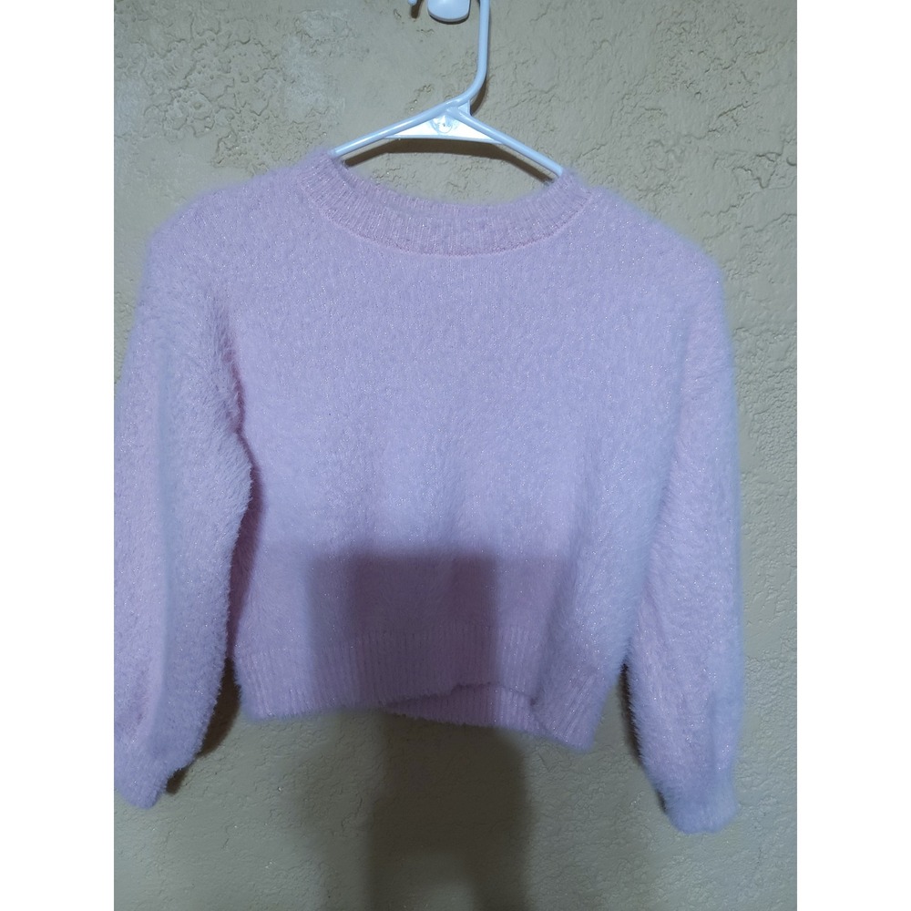 Wonder Nation Girls Pink Eyelash Knit Sparkle Sweater Size S 6-6X Pullover
